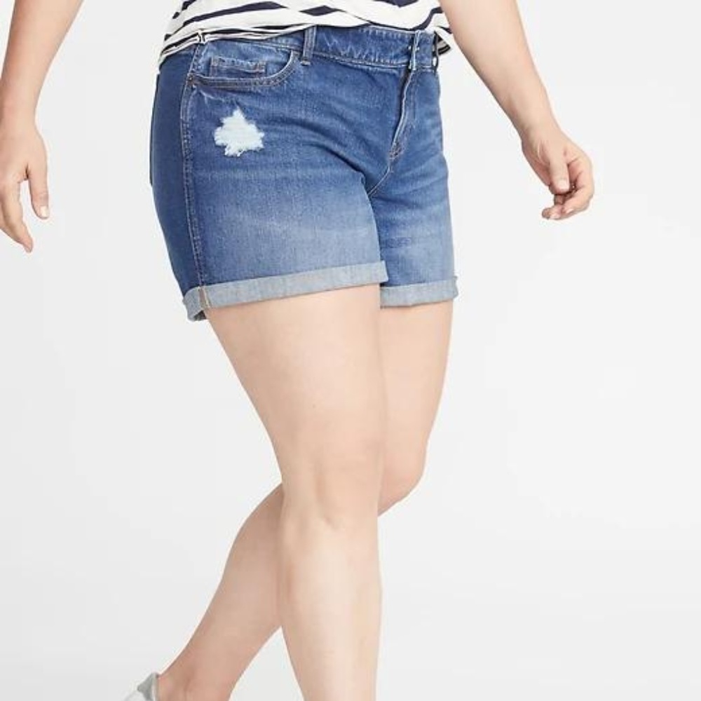 Plus-Size Boyfriend Distressed Jean Shorts New - Picture 1 of 2